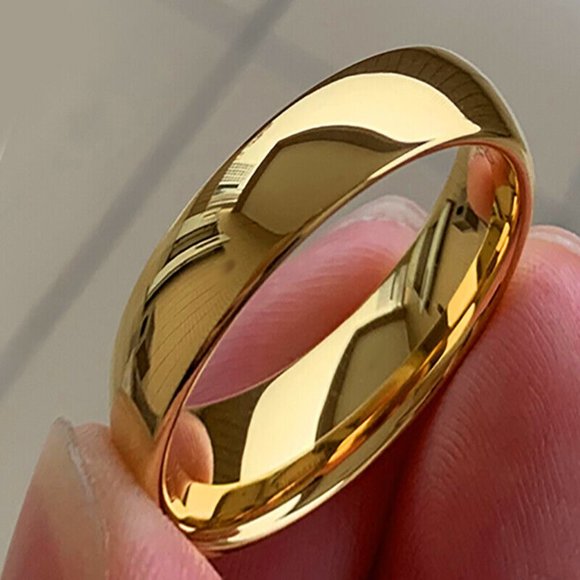 18K Yellow Gold Filled Ring Band Gorgeous Smooth Solid Round Band Size 7 - Picture 3 of 5